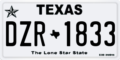 TX license plate DZR1833