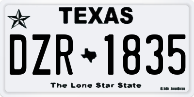 TX license plate DZR1835