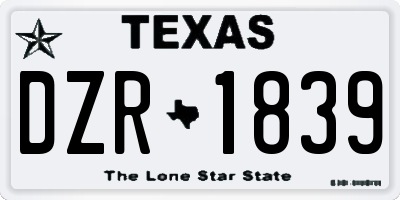 TX license plate DZR1839
