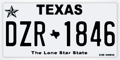 TX license plate DZR1846