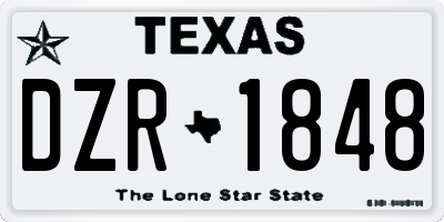 TX license plate DZR1848
