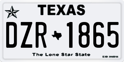 TX license plate DZR1865
