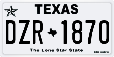TX license plate DZR1870