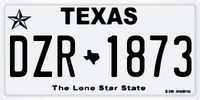 TX license plate DZR1873