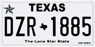 TX license plate DZR1885