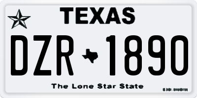 TX license plate DZR1890