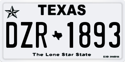 TX license plate DZR1893