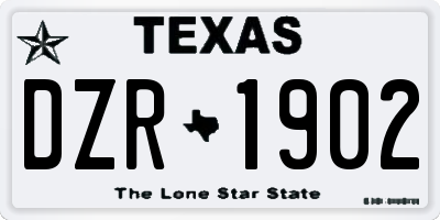 TX license plate DZR1902