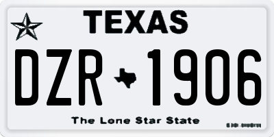 TX license plate DZR1906