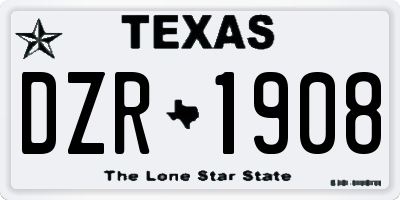 TX license plate DZR1908