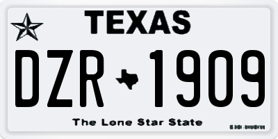 TX license plate DZR1909