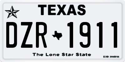 TX license plate DZR1911
