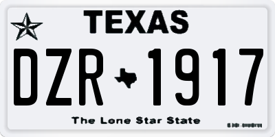 TX license plate DZR1917