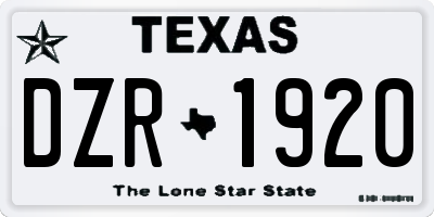 TX license plate DZR1920