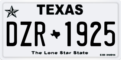 TX license plate DZR1925