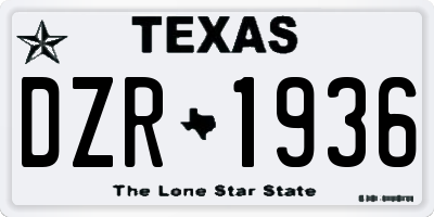 TX license plate DZR1936