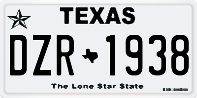 TX license plate DZR1938