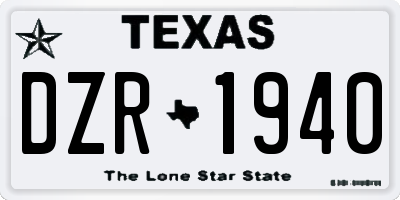 TX license plate DZR1940