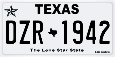 TX license plate DZR1942