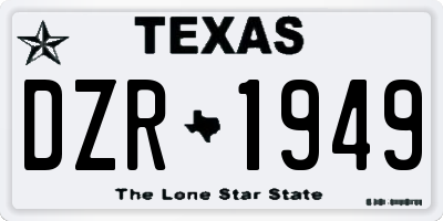 TX license plate DZR1949