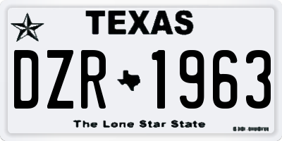 TX license plate DZR1963
