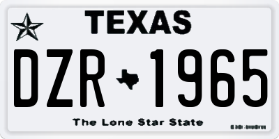 TX license plate DZR1965