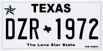 TX license plate DZR1972