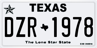 TX license plate DZR1978