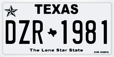 TX license plate DZR1981