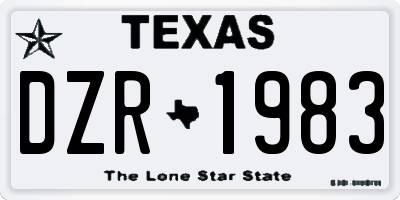 TX license plate DZR1983