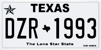 TX license plate DZR1993