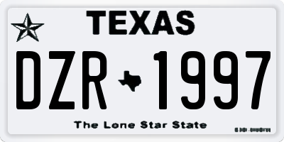 TX license plate DZR1997