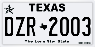 TX license plate DZR2003