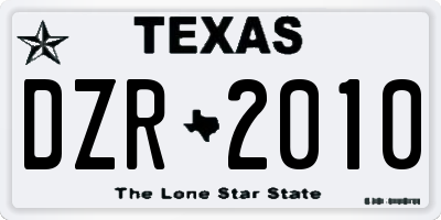 TX license plate DZR2010