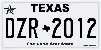 TX license plate DZR2012