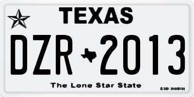 TX license plate DZR2013
