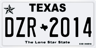 TX license plate DZR2014