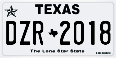 TX license plate DZR2018