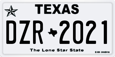 TX license plate DZR2021