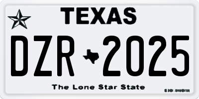 TX license plate DZR2025