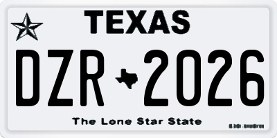 TX license plate DZR2026
