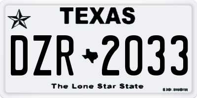 TX license plate DZR2033