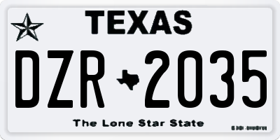 TX license plate DZR2035