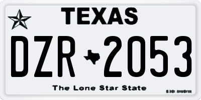 TX license plate DZR2053