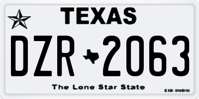 TX license plate DZR2063