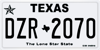 TX license plate DZR2070