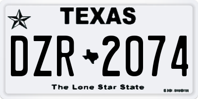 TX license plate DZR2074