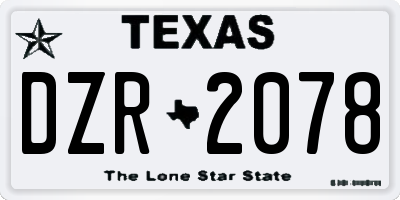TX license plate DZR2078