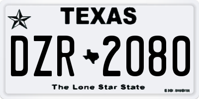 TX license plate DZR2080