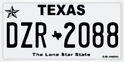 TX license plate DZR2088